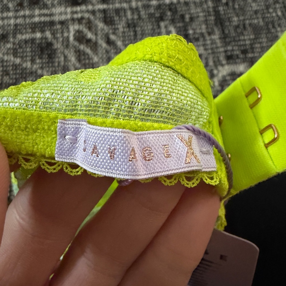 Savage X Fenty Neon Yellow Floral Lace Bralette - Picture 3 of 4